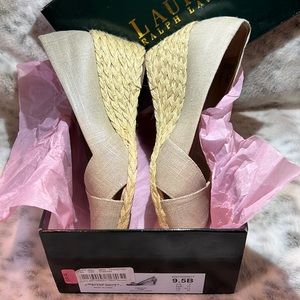 Ralph Lauren espadrille metallic linen size 9.5B worn once.